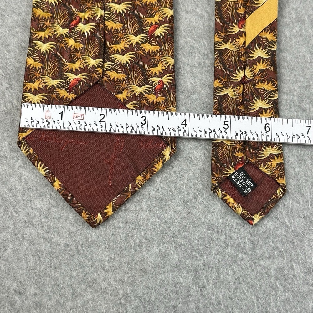 Salvatore Ferragamo Vintage Silk Tie Tropical Birds Print Made Italy 58x3.75 VTG - Picture 4 of 6